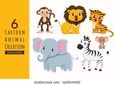 Set of Cartoon Animal Collection Vector Illustration