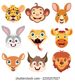 Set Of Cartoon Animal Heads