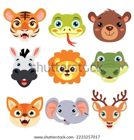 Set Of Cartoon Animal Heads