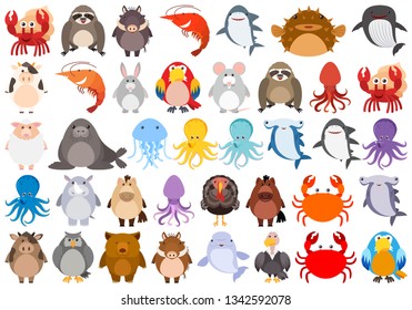 Set of cartoon animal illustration