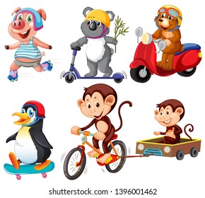 Set of cartoon animal illustration