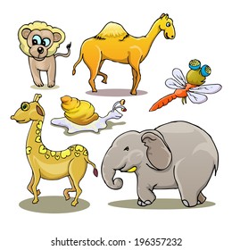 set of cartoon animal isolated on white