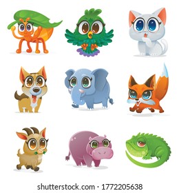 Set of cartoon animal, Vector illustration

