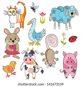 set of cartoon animals