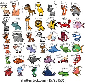 Set of cartoon animals