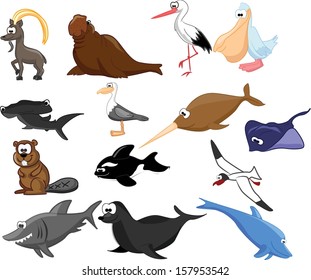 Set of cartoon animals