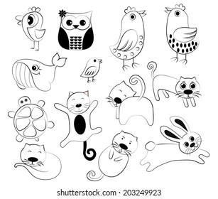 Set of cartoon animals