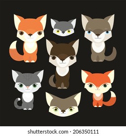 Set of cartoon animals
