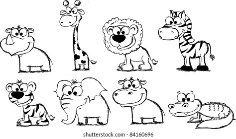 Set cartoon animals