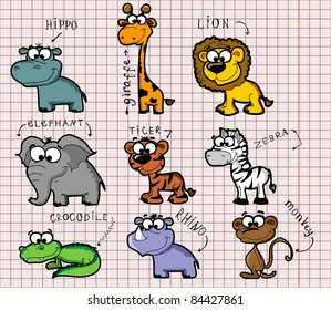 Set cartoon animals