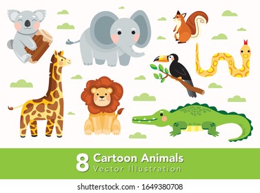 Conjunto de Animales de Caricatura que se pueden utilizar como pegatinas, parches, elemento de diseño de Pantalones Kid T