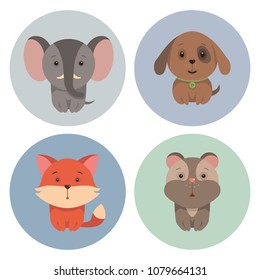 Set of cartoon animals - funny vector illustration for cartoon print. T-shirt graphics for kids.