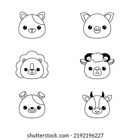 Set  cartoon animals in hand drawn style on white background. Hand drawn illustration. Cartoon vector illustration. Cute symbol. Funny vector illustration. Funny cartoon character.