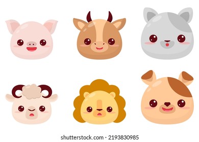 Set cartoon animals in hand drawn style on white background. Hand drawn illustration. Cartoon vector illustration. Cute symbol. Funny vector illustration. Funny cartoon character