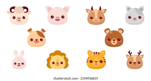 Set  cartoon animals in hand drawn style on white background. Hand drawn illustration. Cartoon vector illustration. Cute symbol. Funny vector illustration. Funny cartoon character.