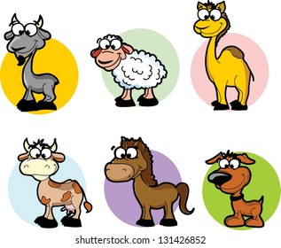 Set of cartoon animals, vector