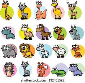 Set of cartoon animals, vector