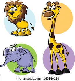 Set of cartoon animals - vector