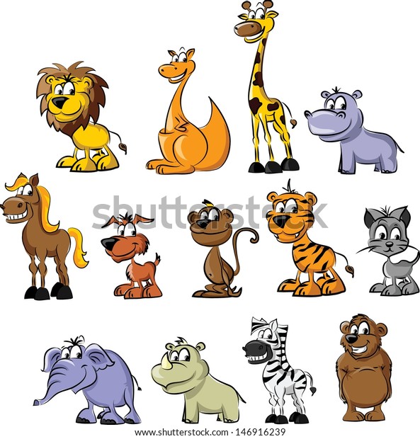 Set Cartoon Animals Vector Stock Vector (Royalty Free) 146916239