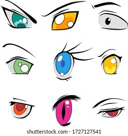 Set Of Cartoon Anime Eyes