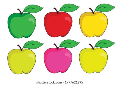 un conjunto de manzanas de dibujos animados 