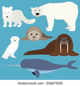 Vector Set Cute Arctic Animals Stock Vector (Royalty Free) 1551544733 ...