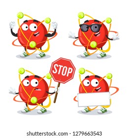 set of cartoon atom character mascot on white background