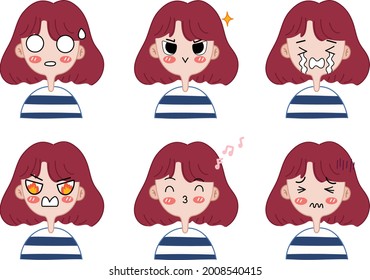 Set of cartoon avatars in various emotions.