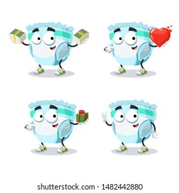 set of cartoon baby absorbent diaper nappy character mascot on white background