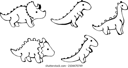 set of cartoon baby dinosaurs