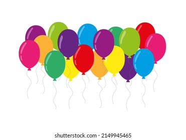 Set of cartoon balloons. Balloons for birthday and party. Flat icon for celebrate. Vector illustration