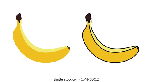 Set of cartoon banana drawings. editable banana vector. Vector illustration.