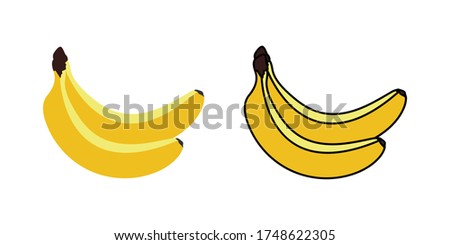 Set of cartoon banana drawings. editable banana vector. Vector illustration.