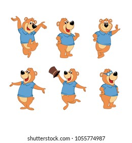 Set of cartoon bear icons