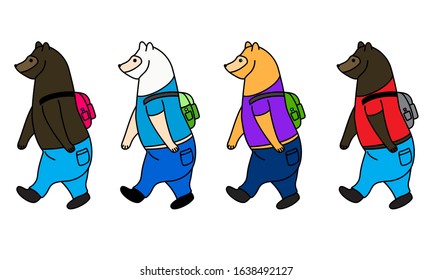 Set of cartoon bears. Vector illustration.
