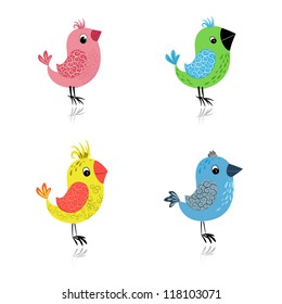 set cartoon birds