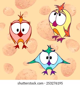 Set with cartoon birds 