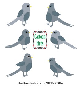Set of cartoon birds