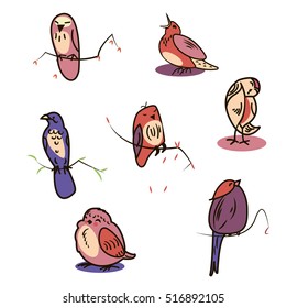 Set of cartoon birds