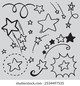 Set of cartoon black stars vector