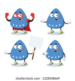 set of cartoon blue guitar plectrum with stars character mascot on white background