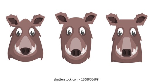 Conjunto de libros de dibujos animados. Diferentes formas de caras animales.