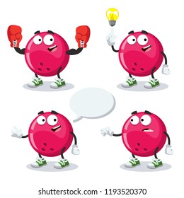 set of cartoon bowling ball character mascot on white background