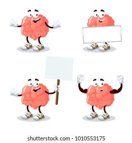 set of cartoon brain on white background