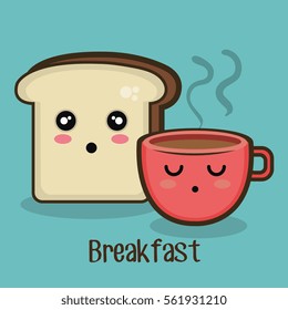 set cartoon breakfast design