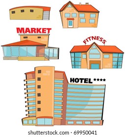 Set Of The Cartoon Buildings. Expansion Of The Series.