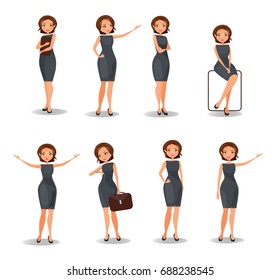 Set Cartoon Business Woman Different Poses Stock Vector (Royalty Free ...