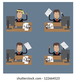 set of cartoon businessman vector illustration