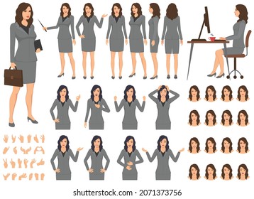 Set of cartoon businesswomen character vector design