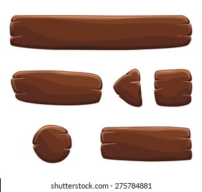 Set of cartoon buttons with different shapes, vector gui elements